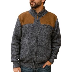 Men’s Duluth Trading XL Blue Shetland Wool Zip Front Jacket Casual Outdoor